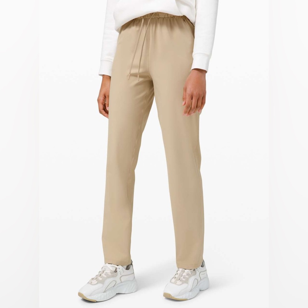 Lululemon Keep Moving High Rise Beige Straight Leg Pants 4